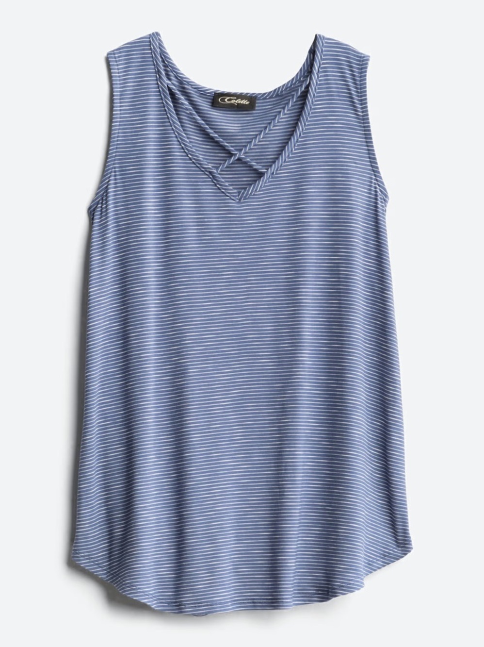 Colette Women's Blue and White Striped Sleeveless Tank Top
